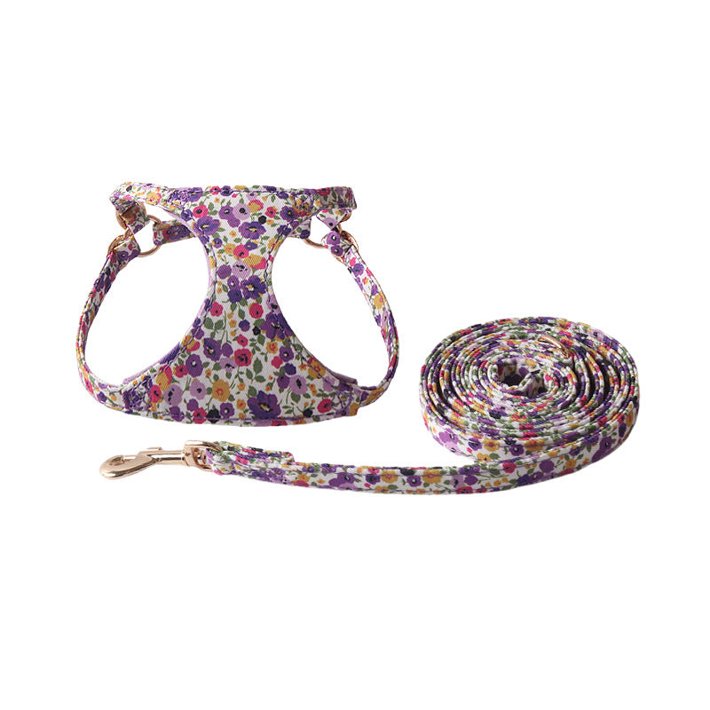 Super Beautiful Floral Series Pet Harness Suit With Hand Holding Rope