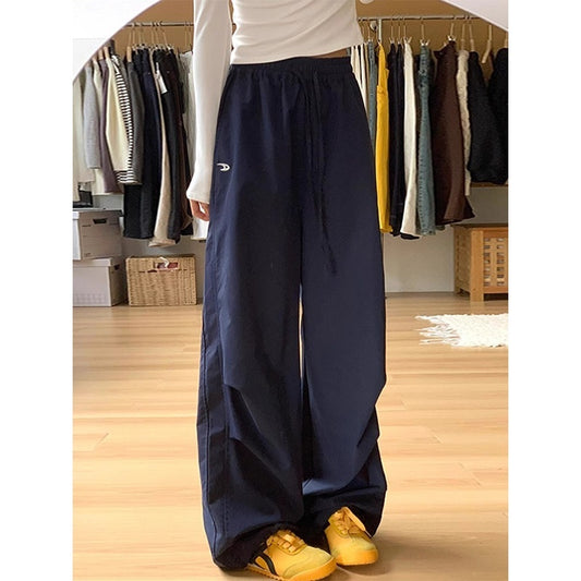 Loose Straight Casual Quick-drying Sports Pants Embroidered Wide-leg Pants