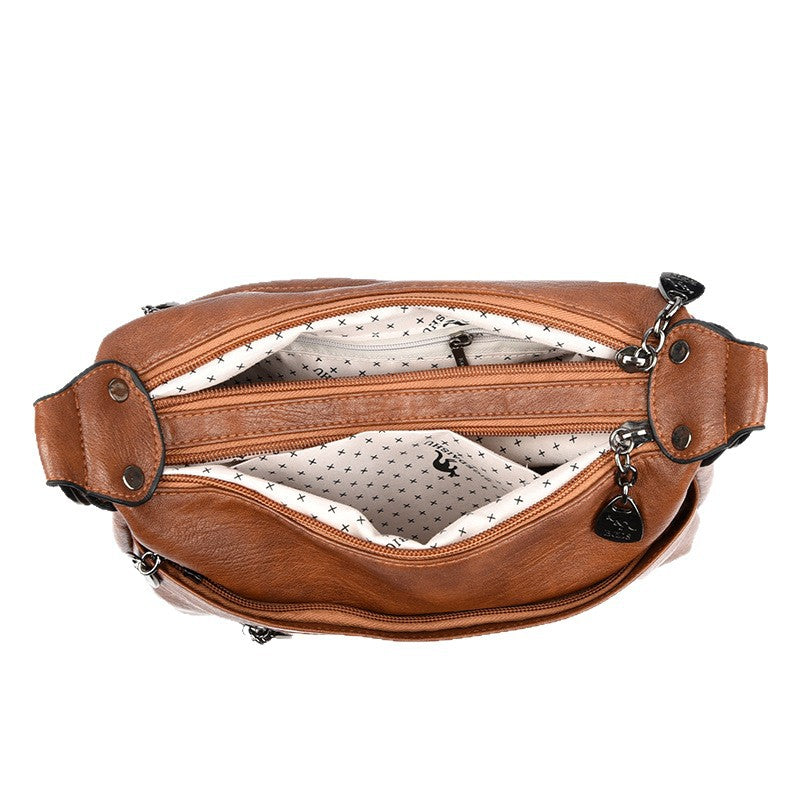 Fashion Niche Genuine Leather Double-sided Kangaroo Shoulder Crossbody Bag