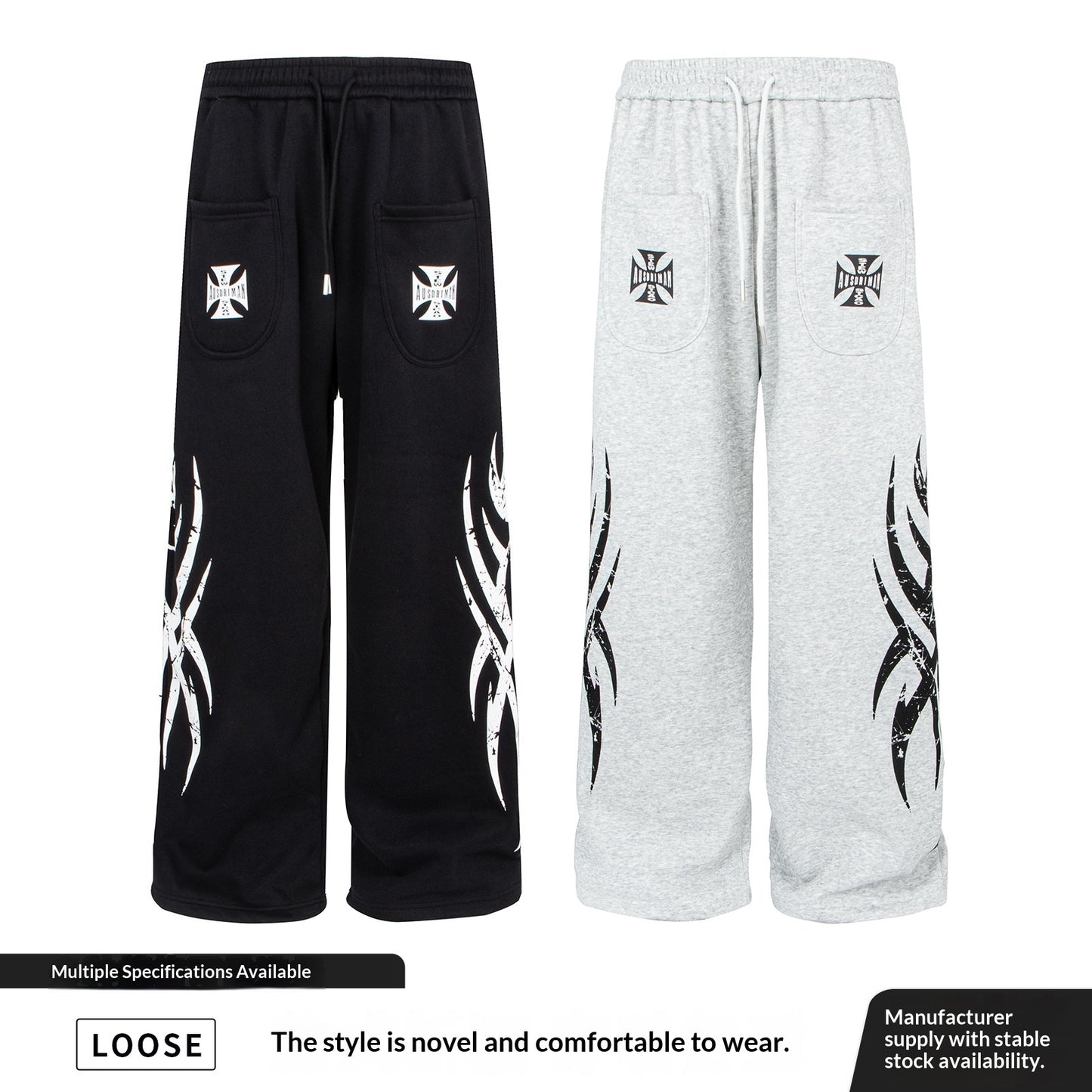 Retro Floral Print Jazz Street Dance Sweatpants