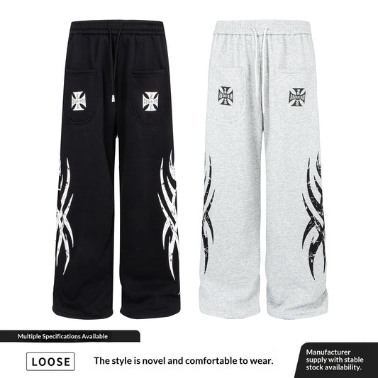 Retro Floral Print Jazz Street Dance Sweatpants