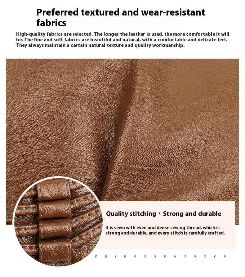Middle-aged Soft Leather Shoulder Messenger Bag Large Capacity
