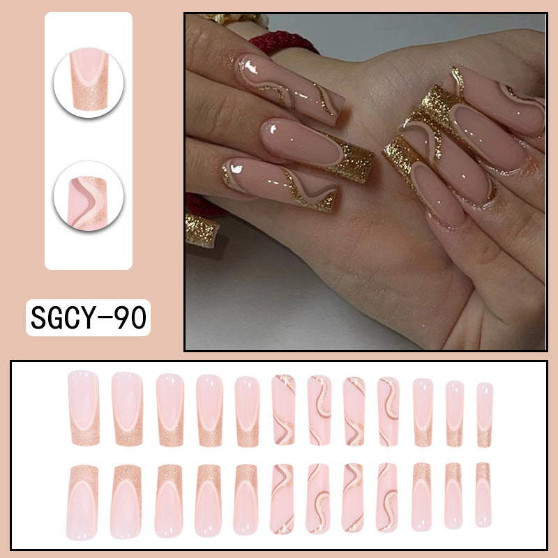 Wear Nail Long Pointed Nail Blooming Gradient Electroplating Nail Patch