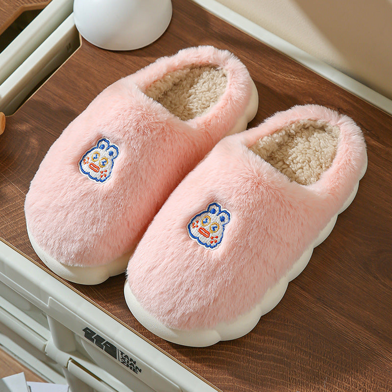 Men's And Women's Indoor Household Couple Fluffy Fluffy Soft Sole Cotton Slippers