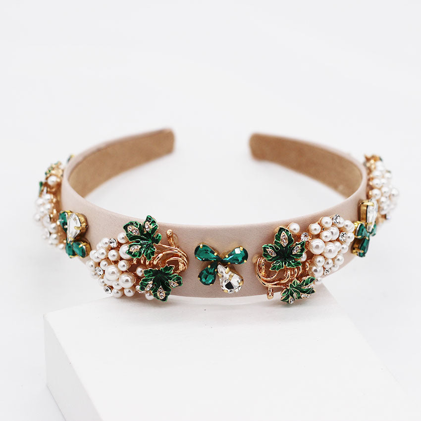 Rhinestone, gemstone and pearl headband