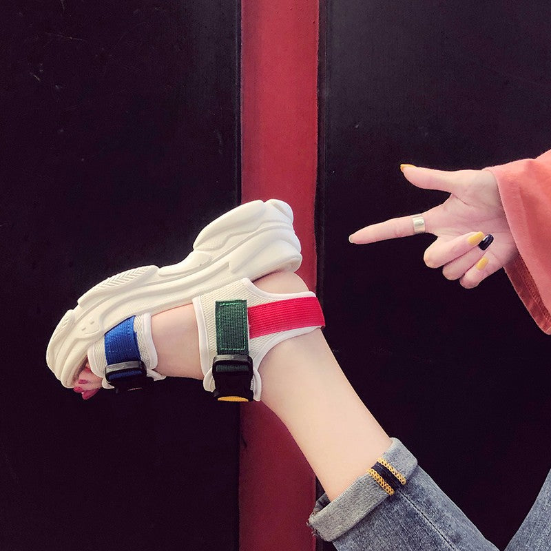 Korean Color Block Platform Platform Shoes
