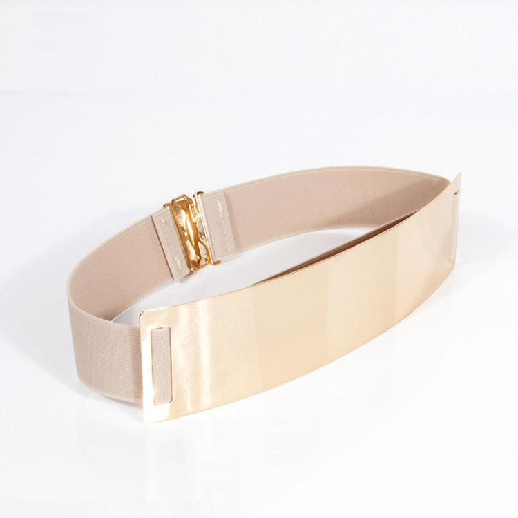 Mirror metal belt ladies elastic