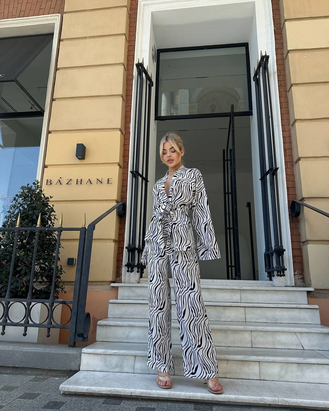 Euro-American-style Autumnwinter Long-sleeve Striped Pants