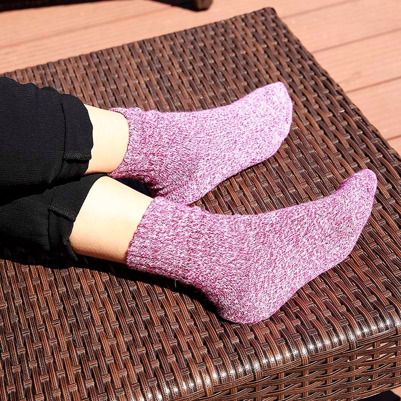 Women Socks Winter Thermal   5 Pairs  Thick Socks Cotton Breathable Female Solid Casual 3d Ladies Casual Home Socks