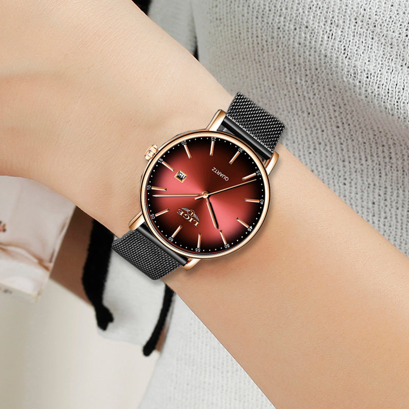 Waterproof multifunctional mesh strap watch