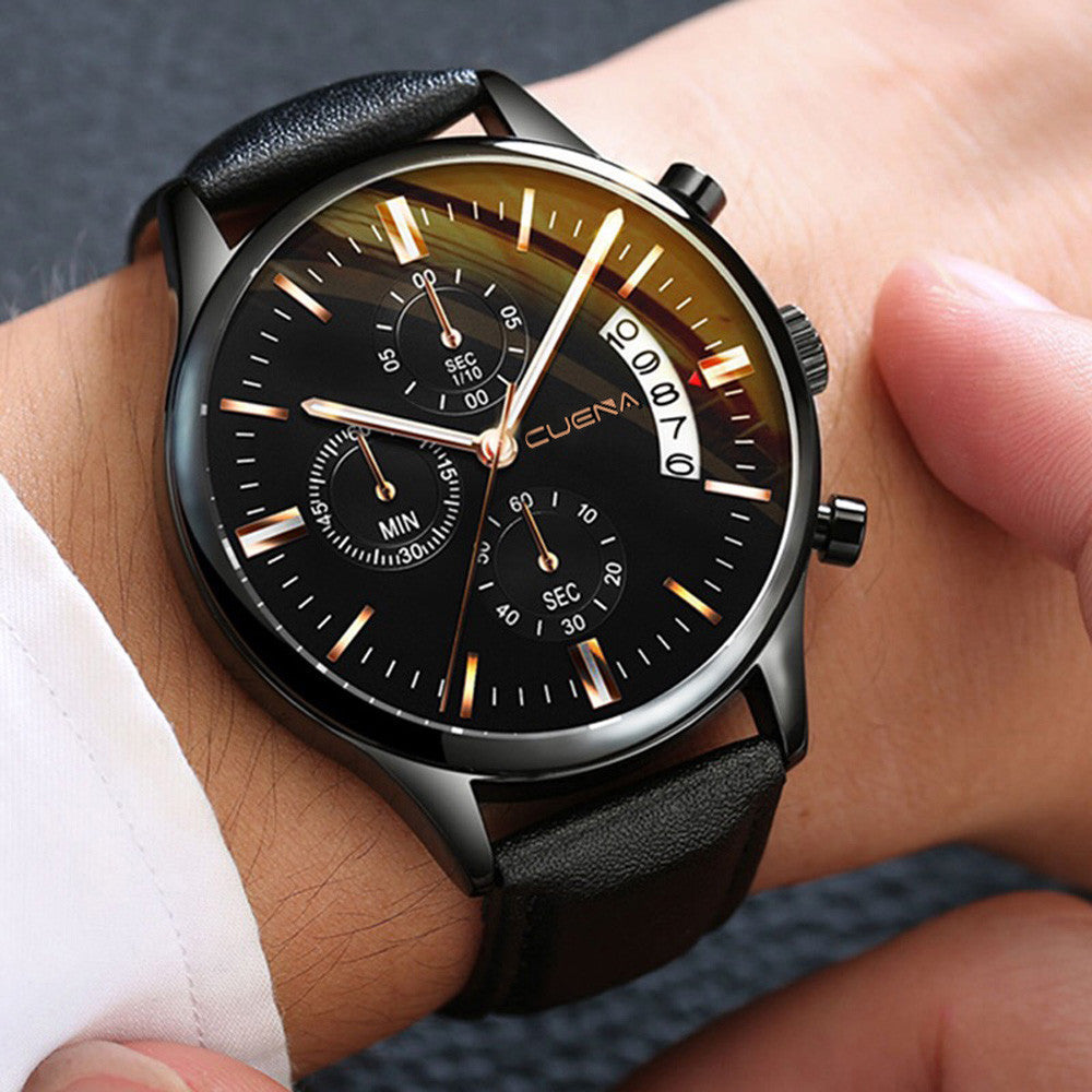 Men's Business Watch Three-eye six-point scale with calendar watch