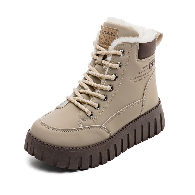 Velvet Cotton Shoes Women's Shoes British Style Martin Female Boots Booties
