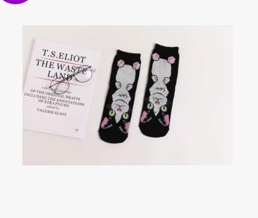 Spring and autumn new cartoon straight socks female adult animal cute female socks cat cotton socks in stockings