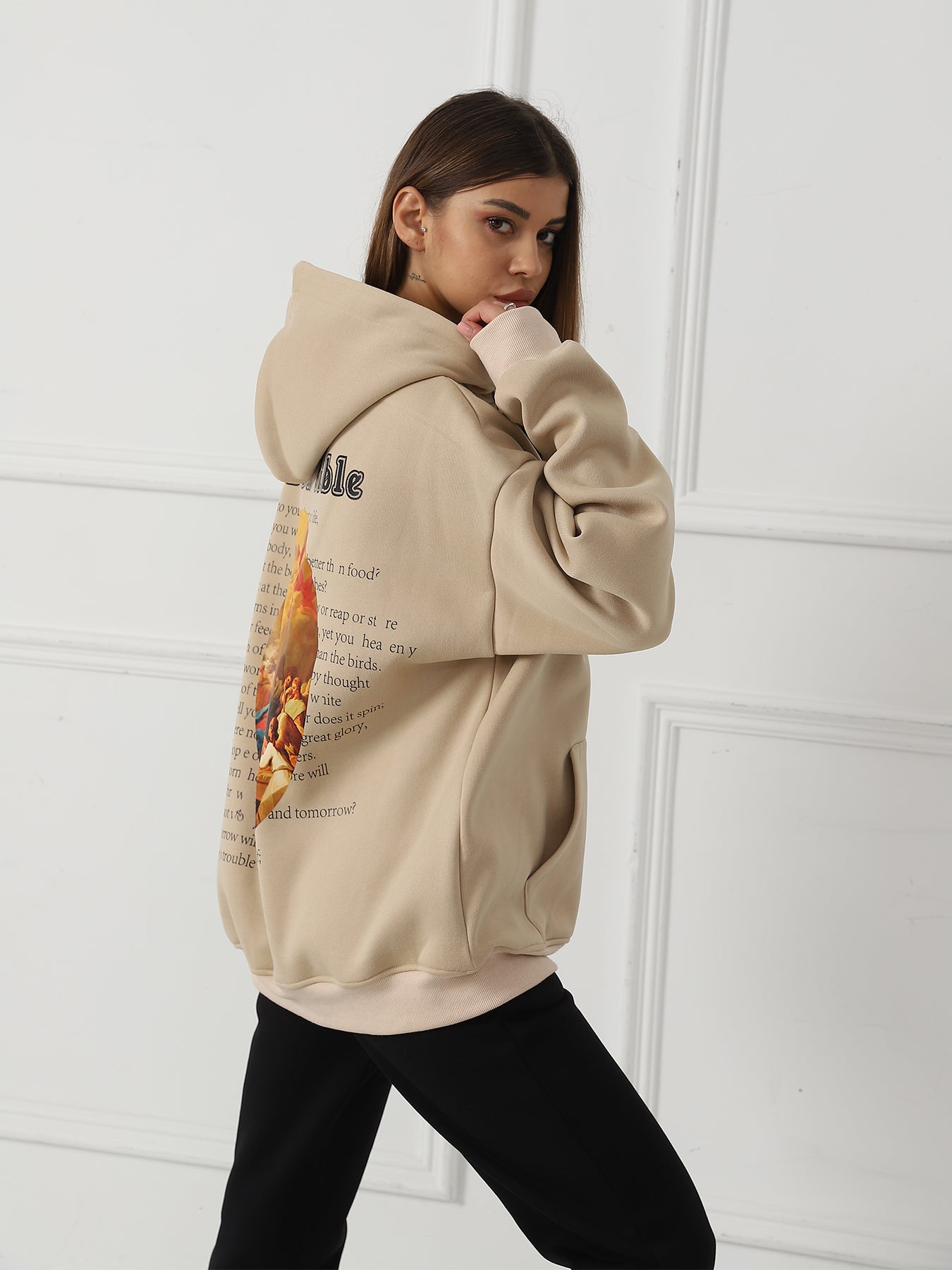 Dame Moderigtig Casual Langærmet Trøje med Print