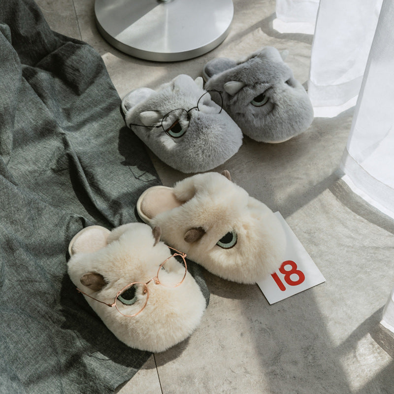 Women's Autumn And Winter Fabric Cotton Slippers