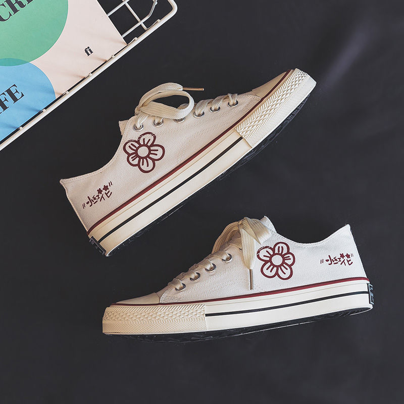Women's Little Red Flower Canvas Shoes