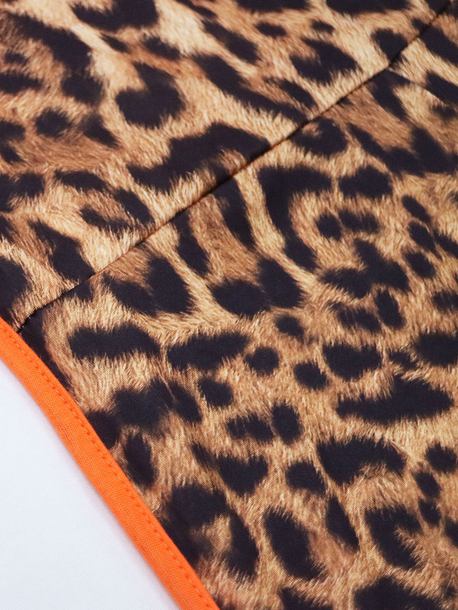 Women's Deep V Leopard Splicing Slim Vest Jumpsuit