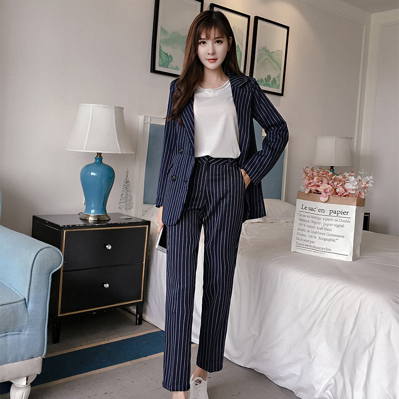 Women's Fashionable Striped Professional Suit