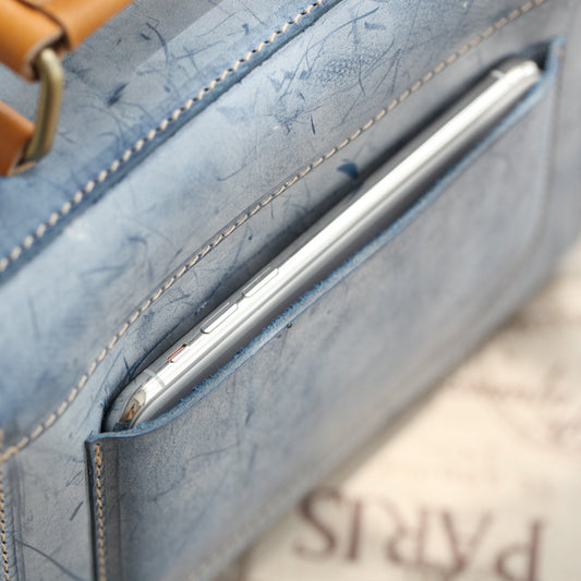 Portable Messenger Bag Cowhide Leather Retro