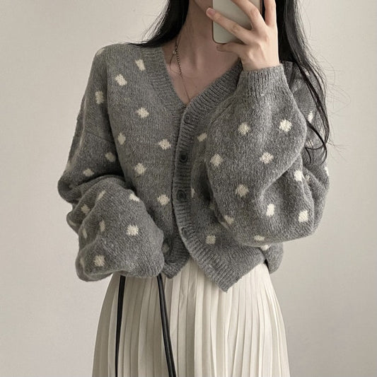 Vintage Knitted Cardigan Coat For Women Thin Sweater Top