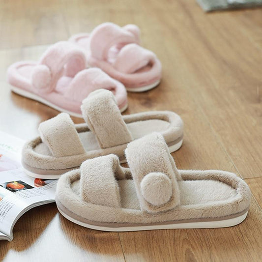 Women's cotton slippers with platform floor