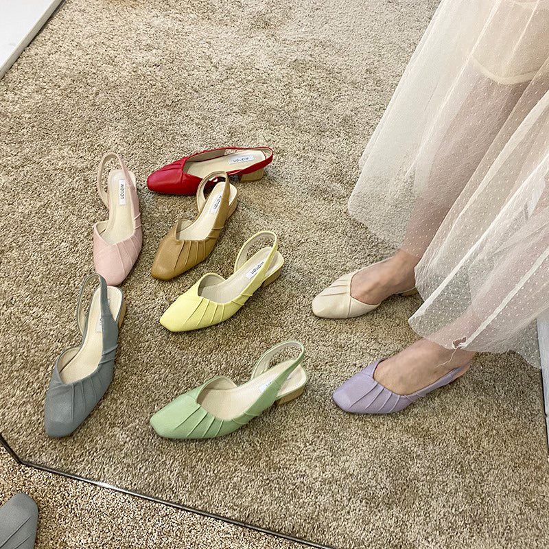 High heel crinkled sandals