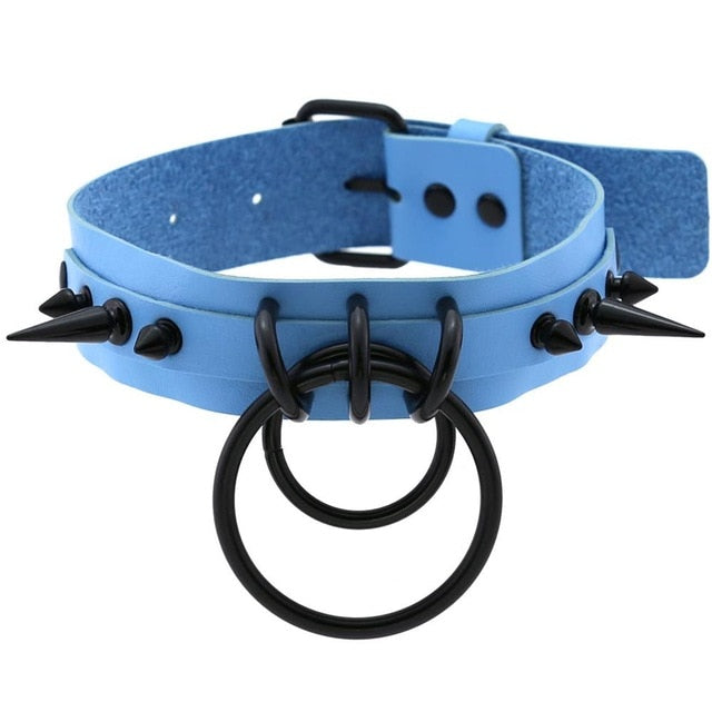 Punk Choker Rivet Buckle Spike Collar Necklace Black  Mens Womens