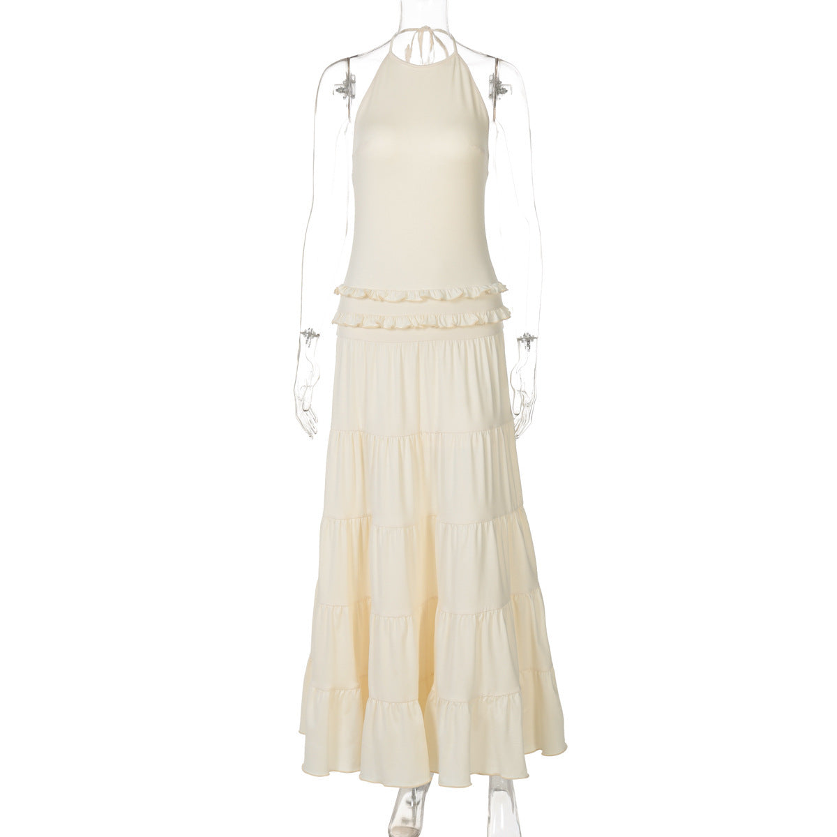 Summer Fashion Backless Halter Pleated Dress