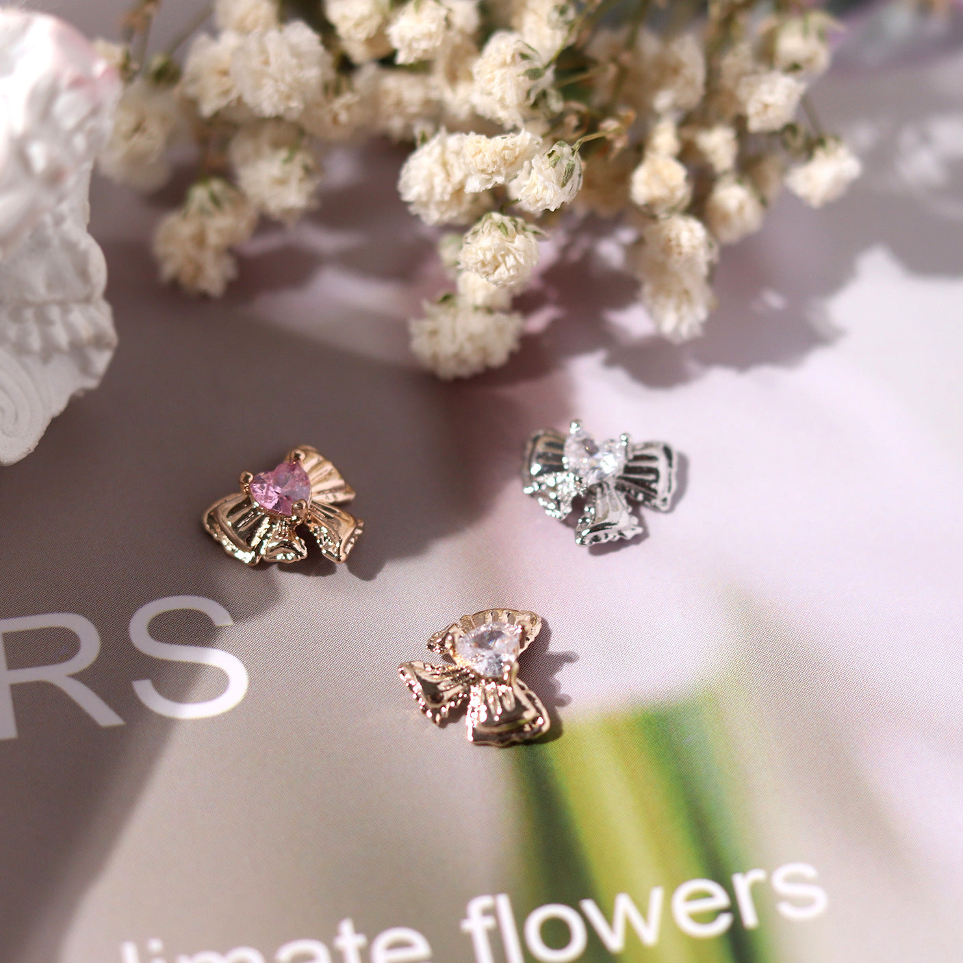 Bow Zircon Nail Ornament Zircon