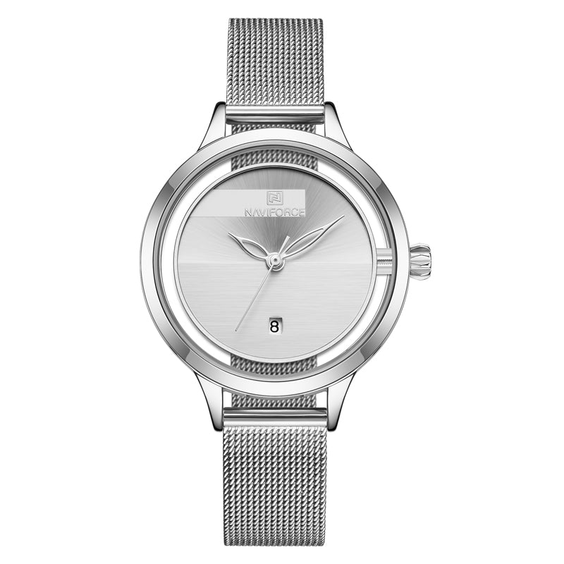 Calendar mesh belt quartz watch female form