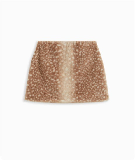 Fur Deer Print Fuzzy Zip-up Long Sleeve Top