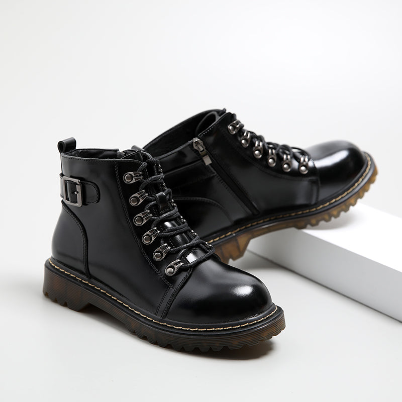 Handsome Martin Boots Leather British Style Cool Rivets