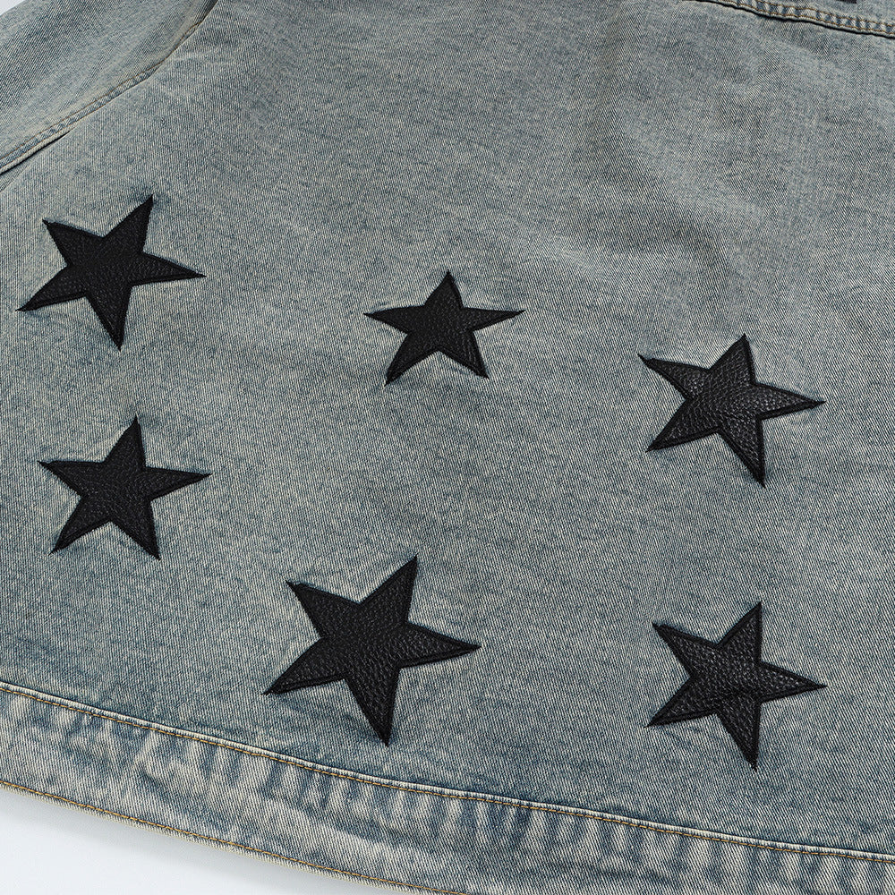 XINGX Veneer Embroidery Stitching Denim Clothes Jacket