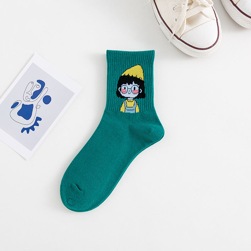 Women's Medium Length Cartoon Jacquard Socks