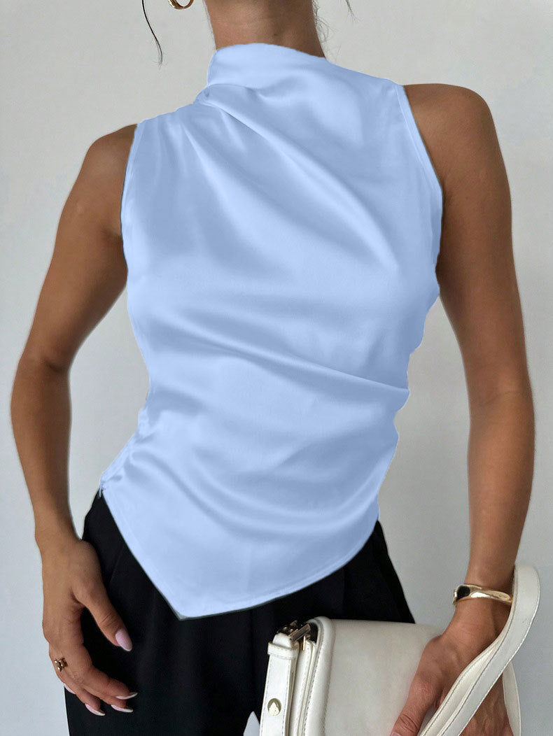 Womens Summer Satin Shirt Minimalist Design