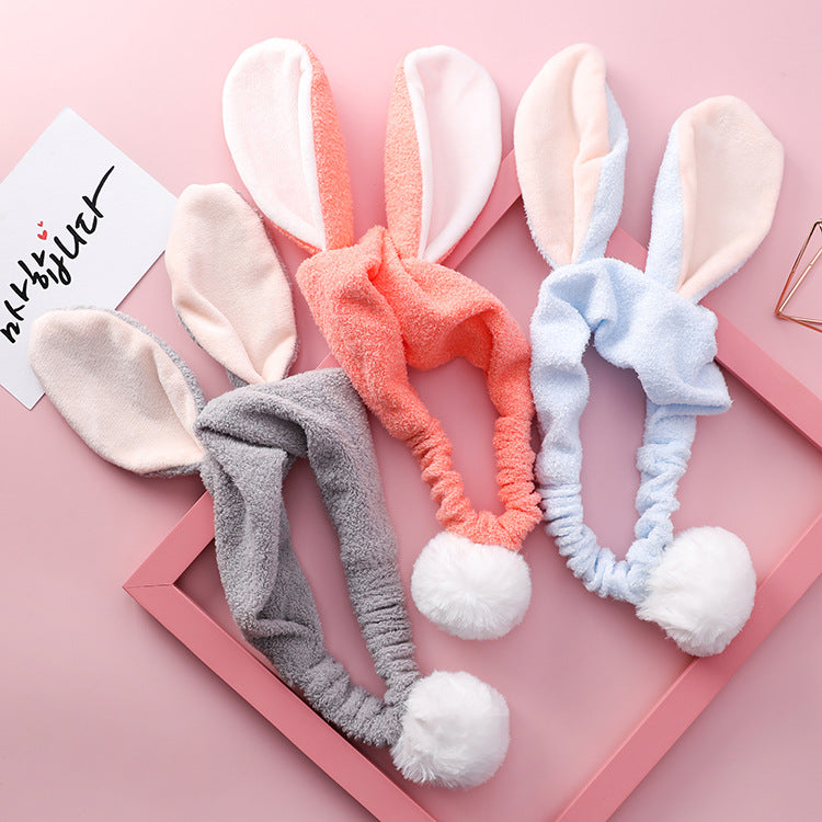 Net red popular wash hair band gray cute rabbit hair ball stereo rabbit ears hair band plush wash headband