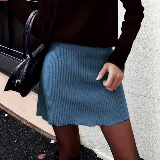 Slimming Ribbed Womens Midi Skirt