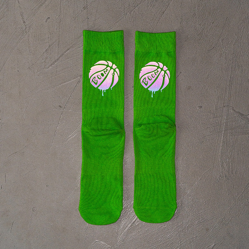 Long tube high-top cotton socks in the sports tide