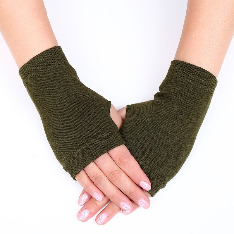 Wool Fingerless Knitting Thread Short Student Writing And Office Warm Gloves