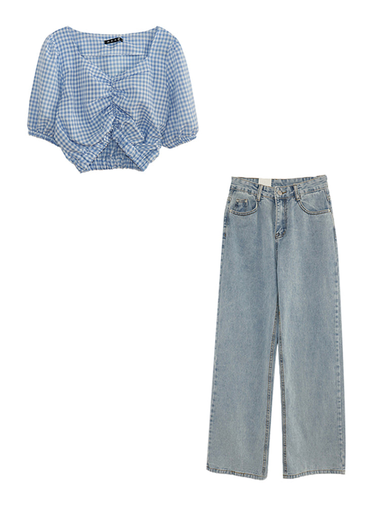 Straight slim wide-leg pants