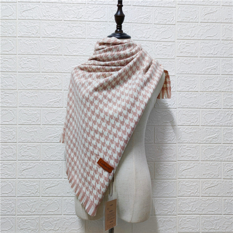 Imitation cashmere houndstooth scarf