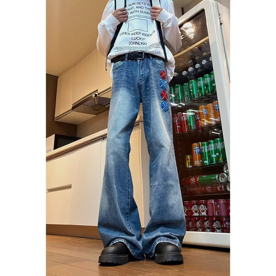 American-style Retro Washed Design Towel Embroidered Skinny Jeans For Women
