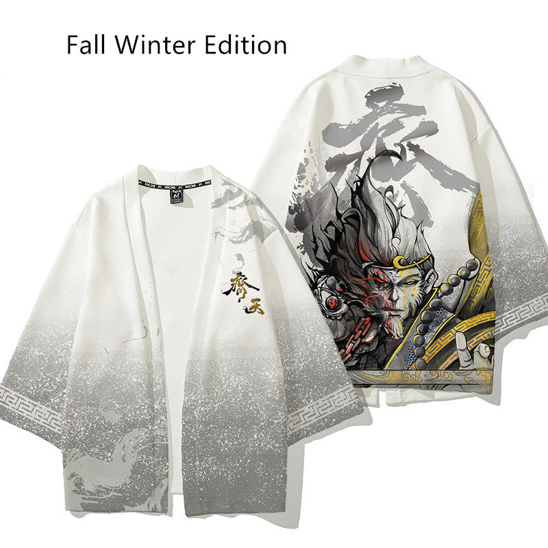 Handsome three-quarter sleeve cardigan robe
