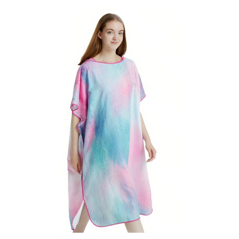 Cross-border Hot Selling Floral Hooded Laundry Quick-drying Towel Cloak Bathrobe Beach Towel Bathtub Pool Shawl Wholesale