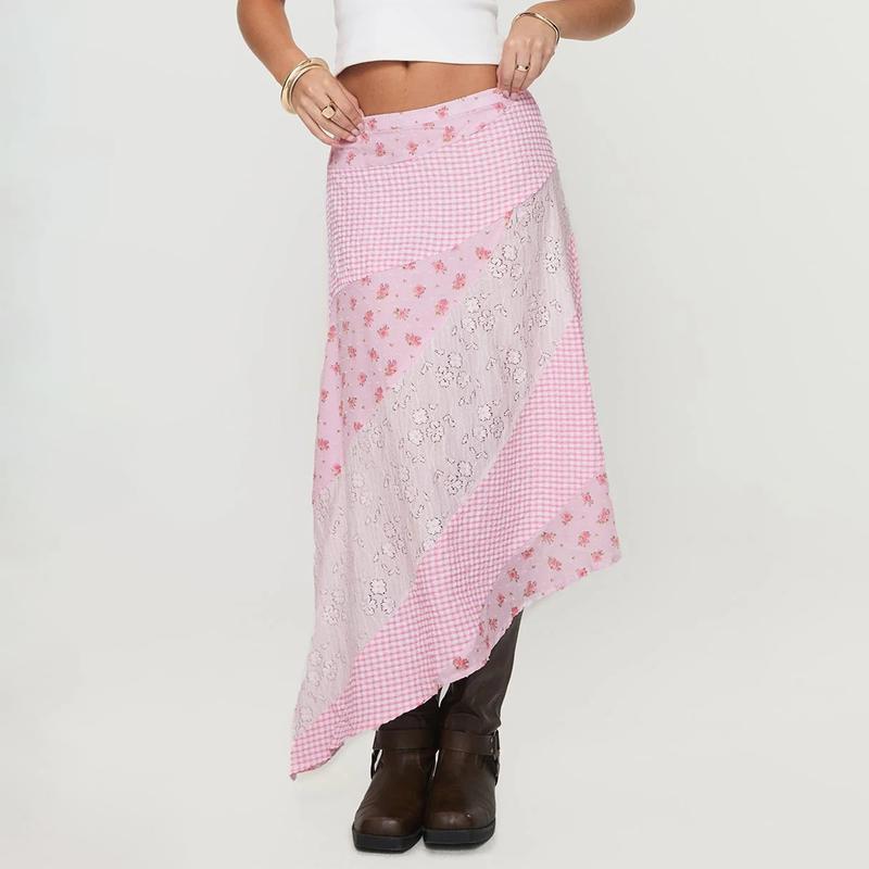 Retro Low Waist Floral Print Skirt