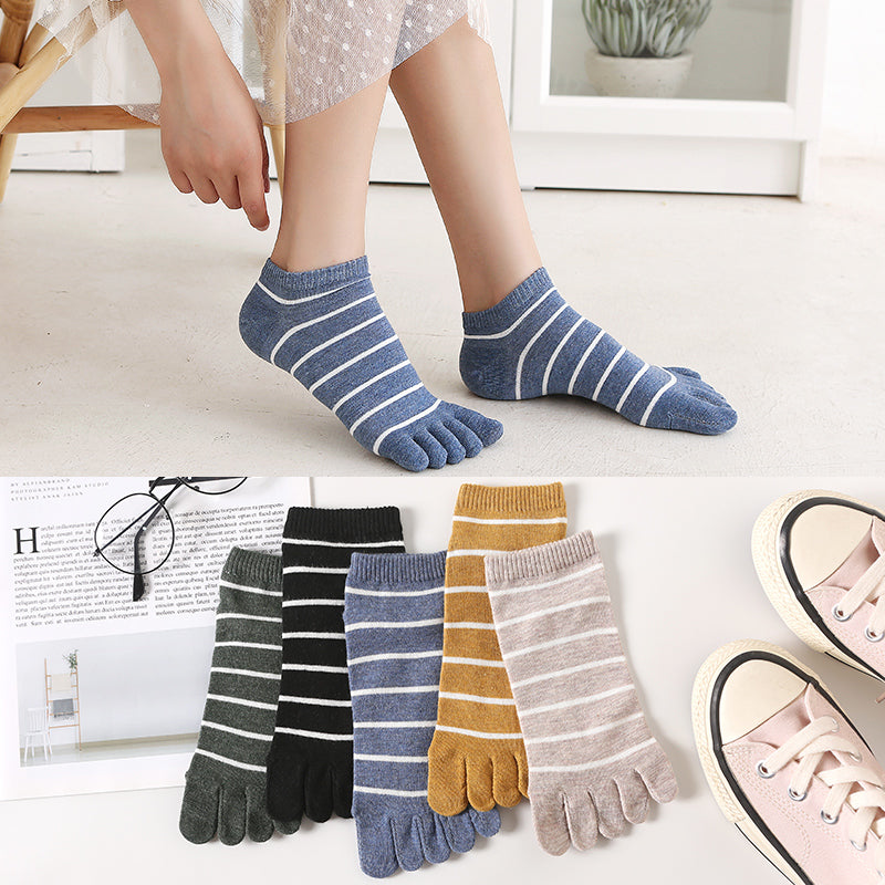 Ladies mid-tube cotton five-finger socks