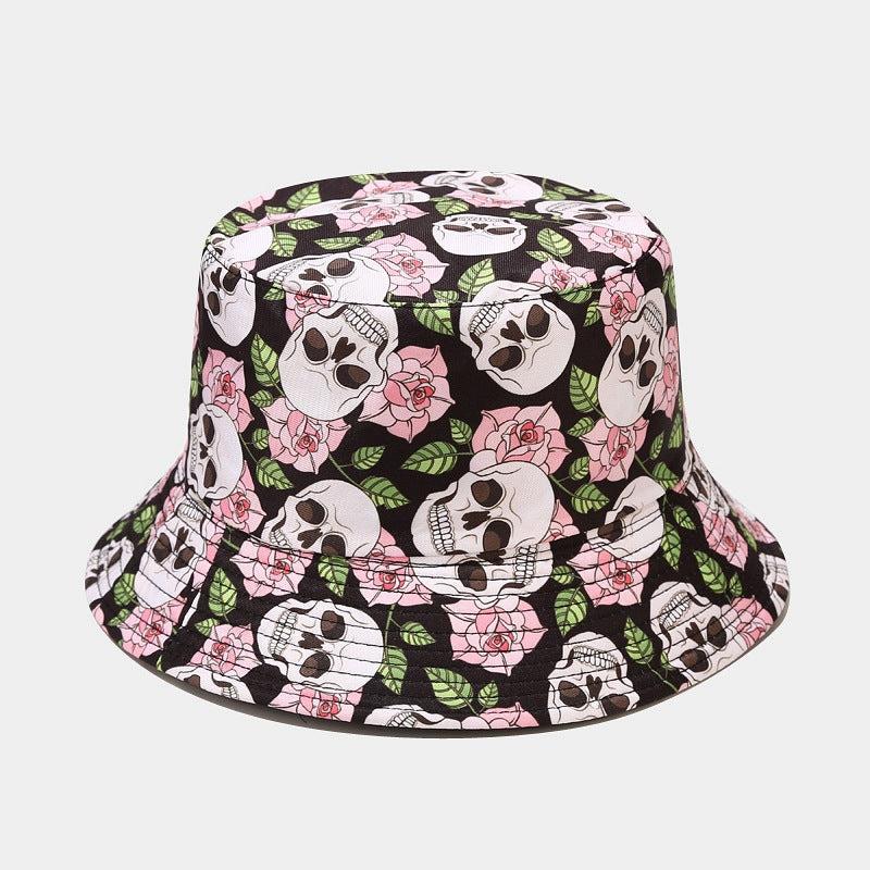 Fashionable Sunshade Skull Pattern Double-sided Bucket Hat