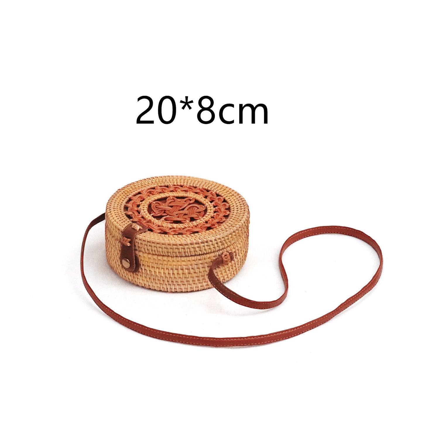 Natural PU small round straw bag