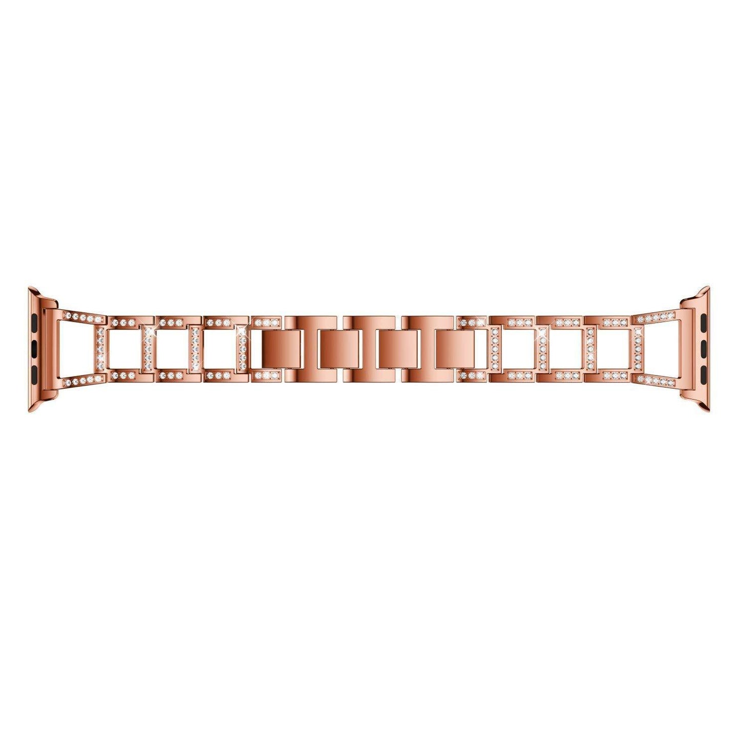 Trapezoidal stainless steel diamond watch band