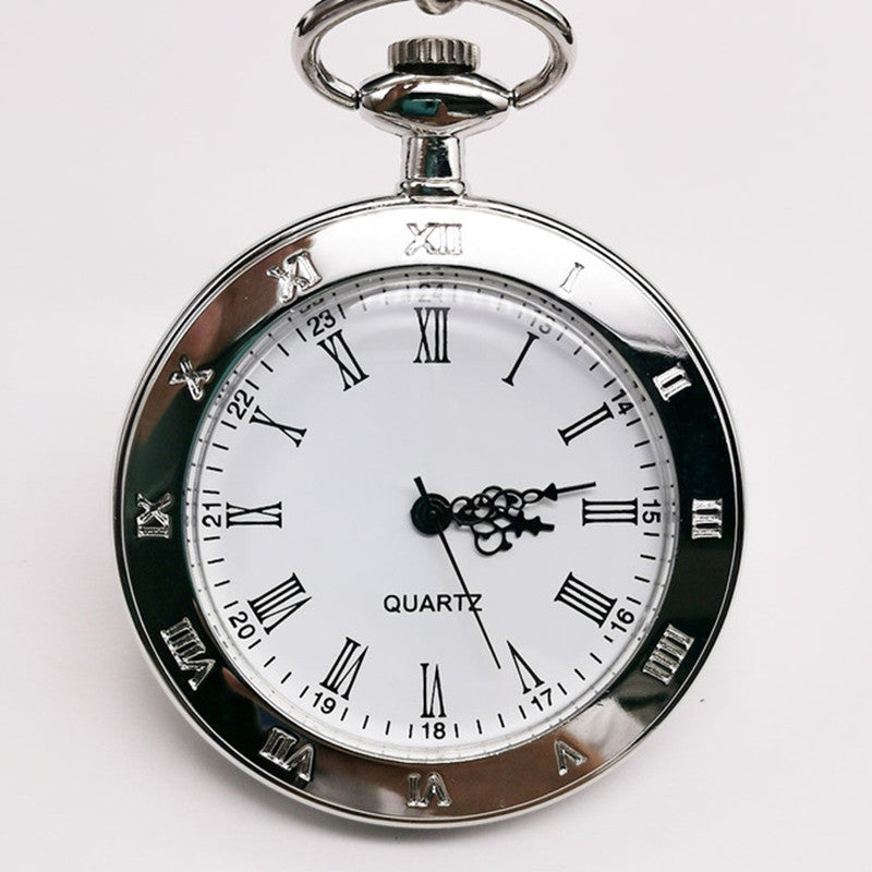 Large double-display Roman retro pocket watch